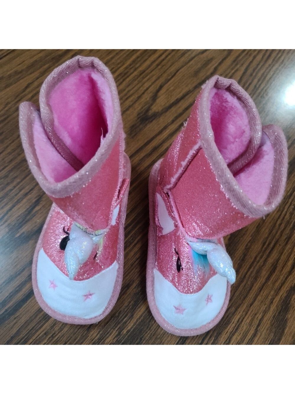Toddler Pink Sparkle Unicorn Slippers/Boots (Indoors) S - Picture 2 of 5